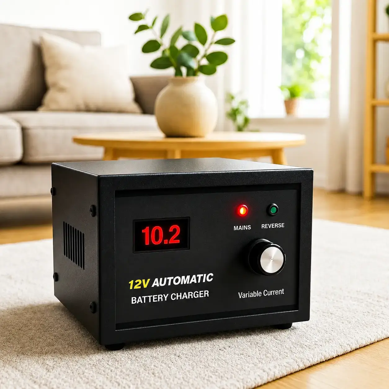 SAMCO 12V 10A automatic battery charger with variable current and maintainer mode